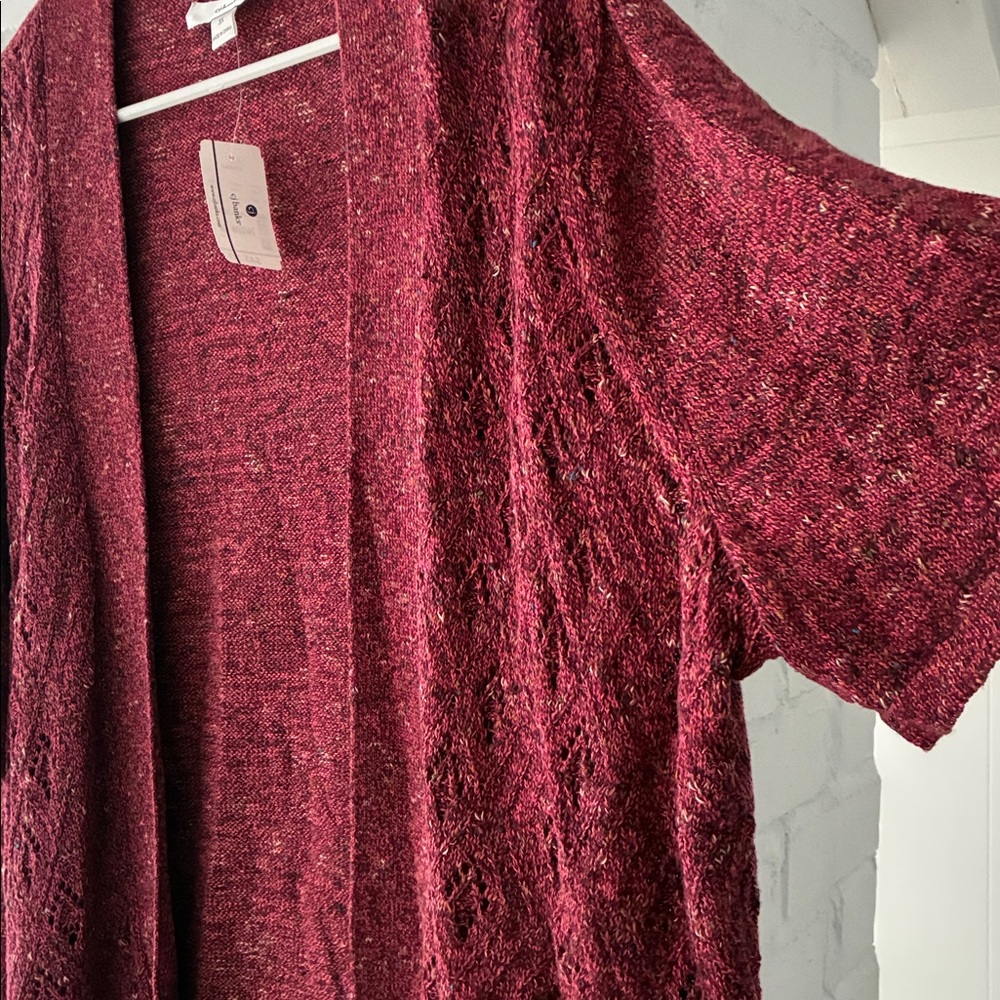 NWT CJ Banks Maroon Knit Cardigan